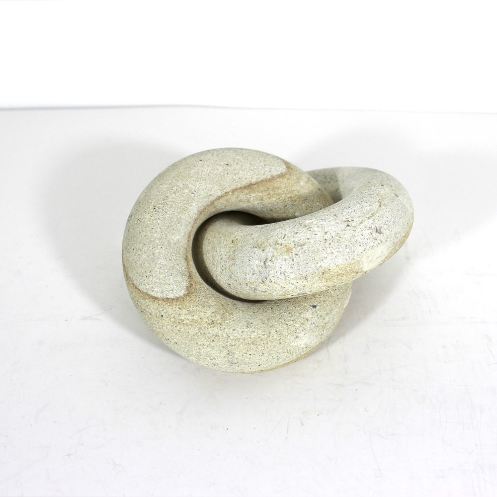 Carved Sand Stone Links Coffee Table Decor Neutral Real Stone Chain Paperweight